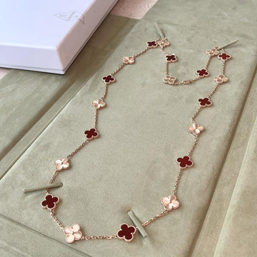 [Elowen jewelsry ]CLOVER 20 MOTIFS LASER CARNELIAN NECKLACE