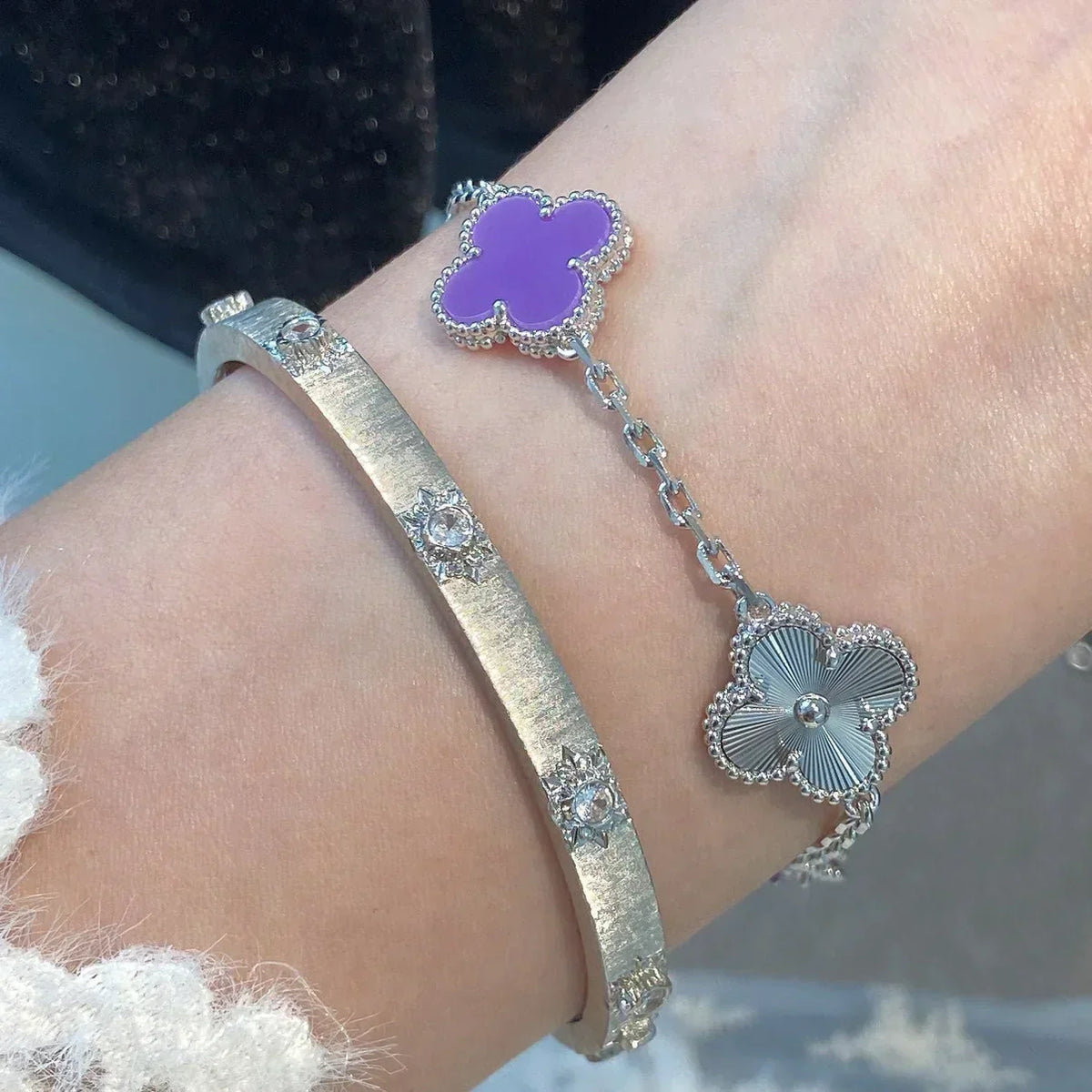 [Elowen jewelsry ] CLOVER 5 MOTIF VIOLET BRACELET COLLECTION