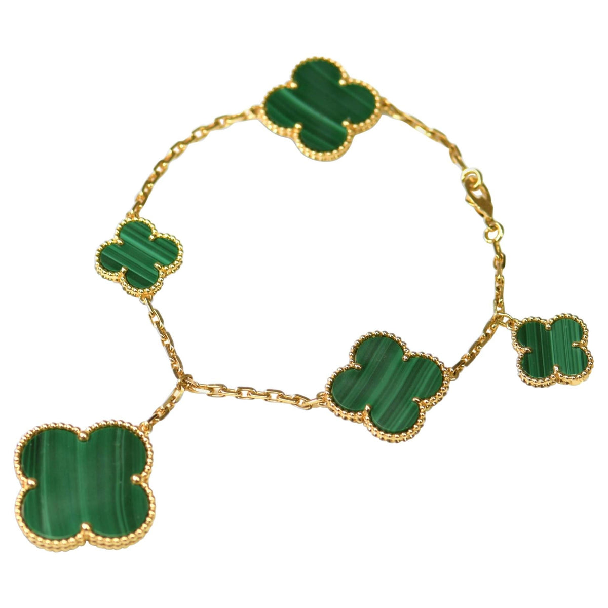 [Elowen jewelsry ]MAGIC CLOVER MALACHITE GOLD BRACELET 5 MOTIFS