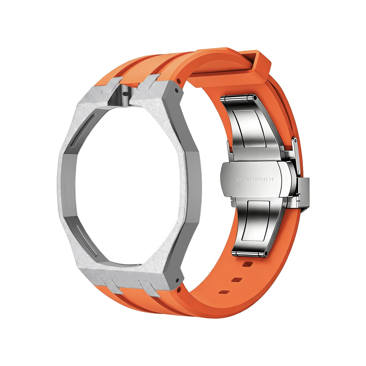 Exclusive Royal Oak Pop model, steel frosted gold case with a silicone strap