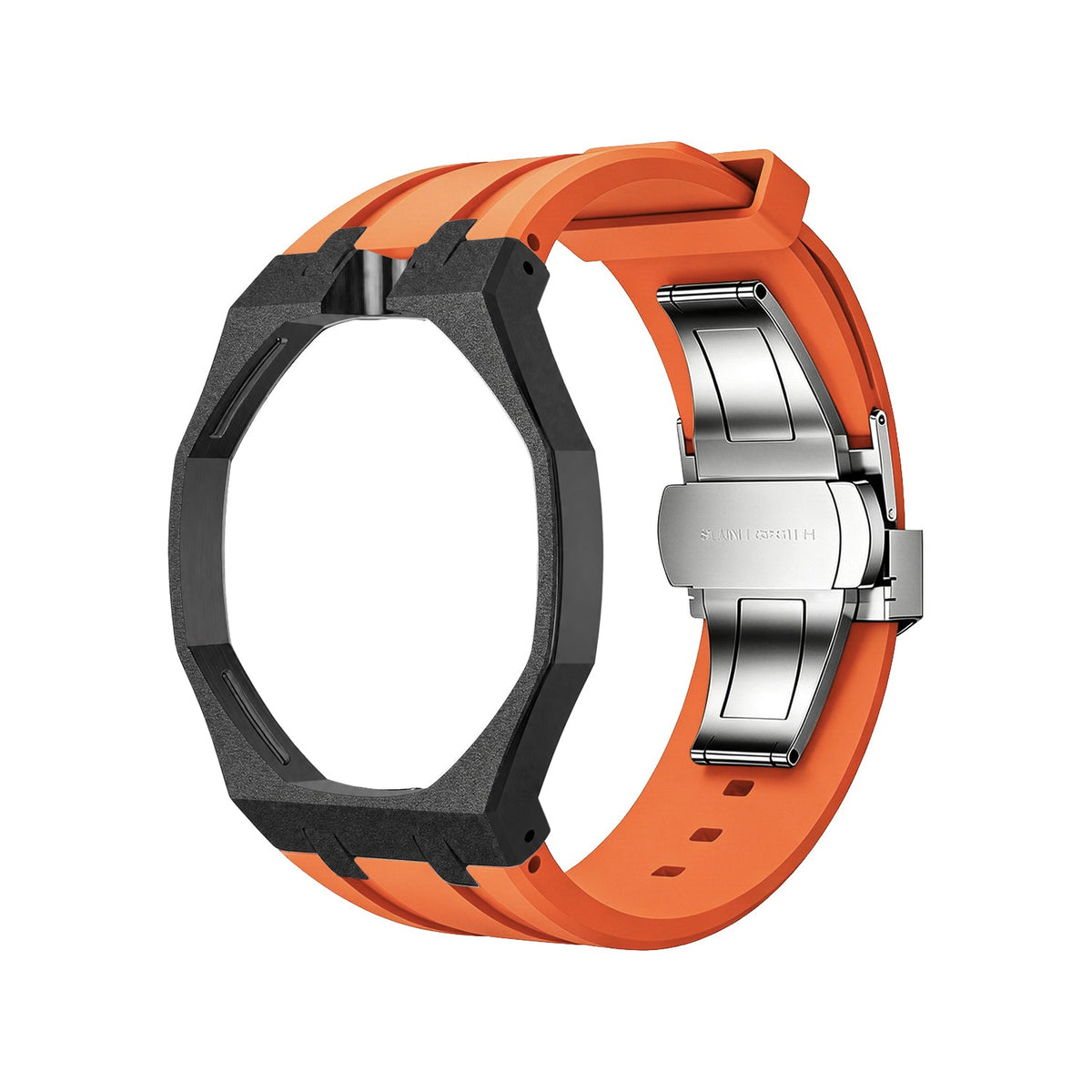 Exclusive Royal Oak Pop model, steel frosted gold case with a silicone strap