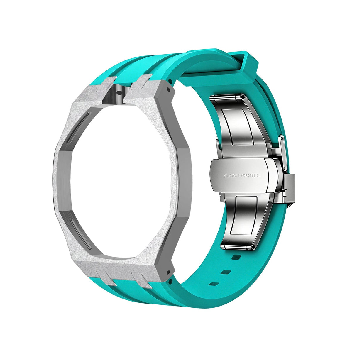 Exclusive Royal Oak Pop model, steel frosted gold case with a silicone strap
