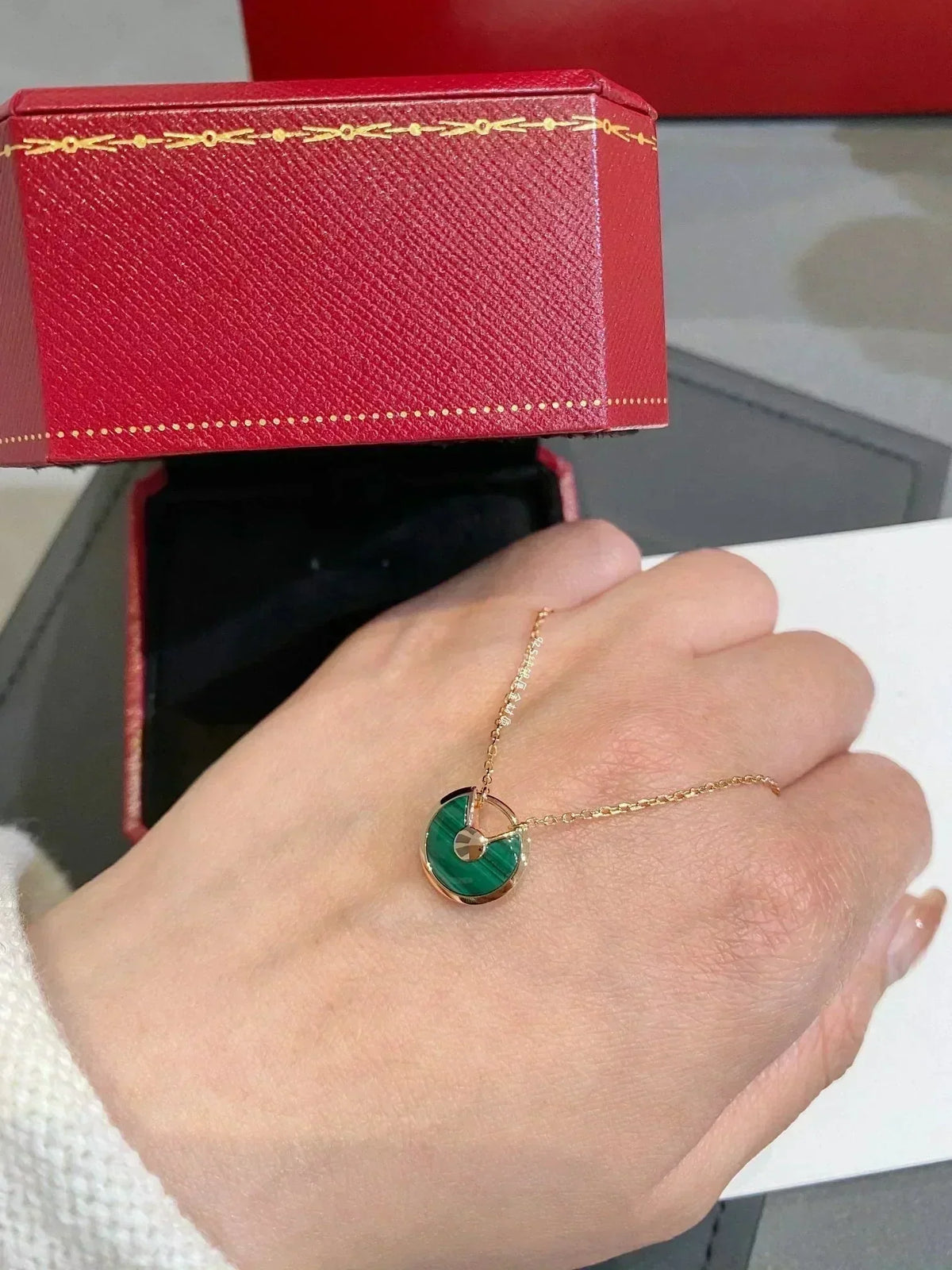 [Elowen Schmuck] AMULETTE ROSEGOLD MALACHIT-HALSKETTE