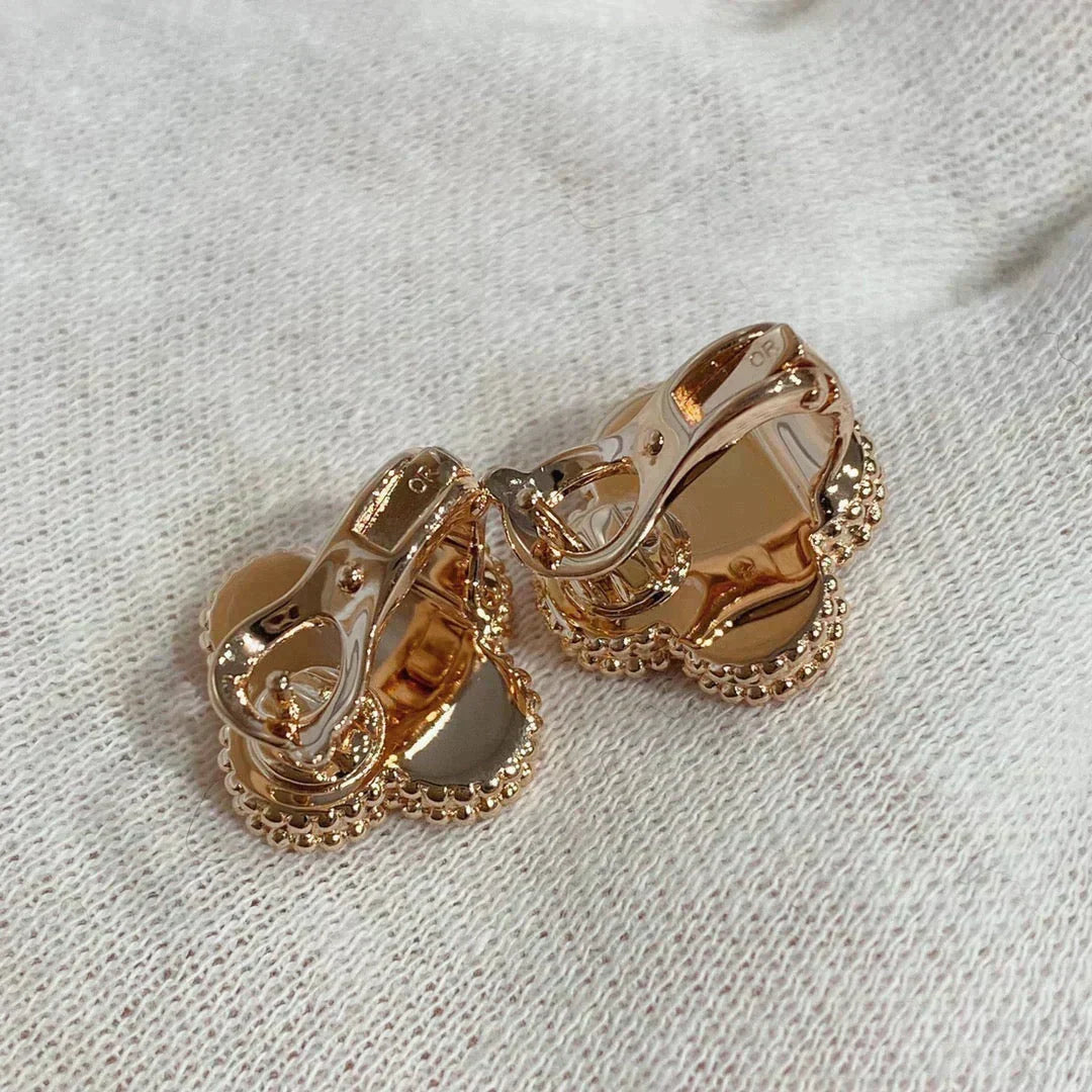 [Elowen jewelsry ]CLOVER MEDIUM 1 MOTIFS CARNELIAN  DIAMOND earrings