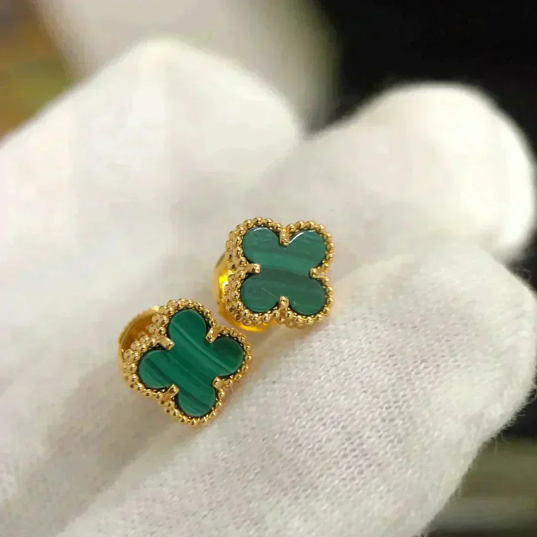 [Elowen jewelsry] CLOVER MINI 9.5MM MALACHITE EARRINGS