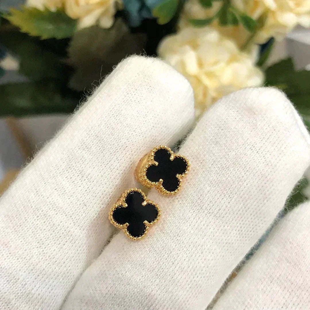 [Elowen jewelsry] CLOVER MINI 9,5 MM OHRRINGE AUS SCHWARZEM PERLMUTT
