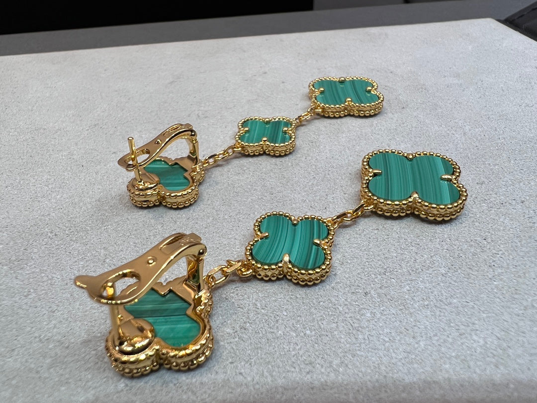 [Elowen Schmuck] KLEEBLATT MALACHIT 3 MOTIVE GOLD
