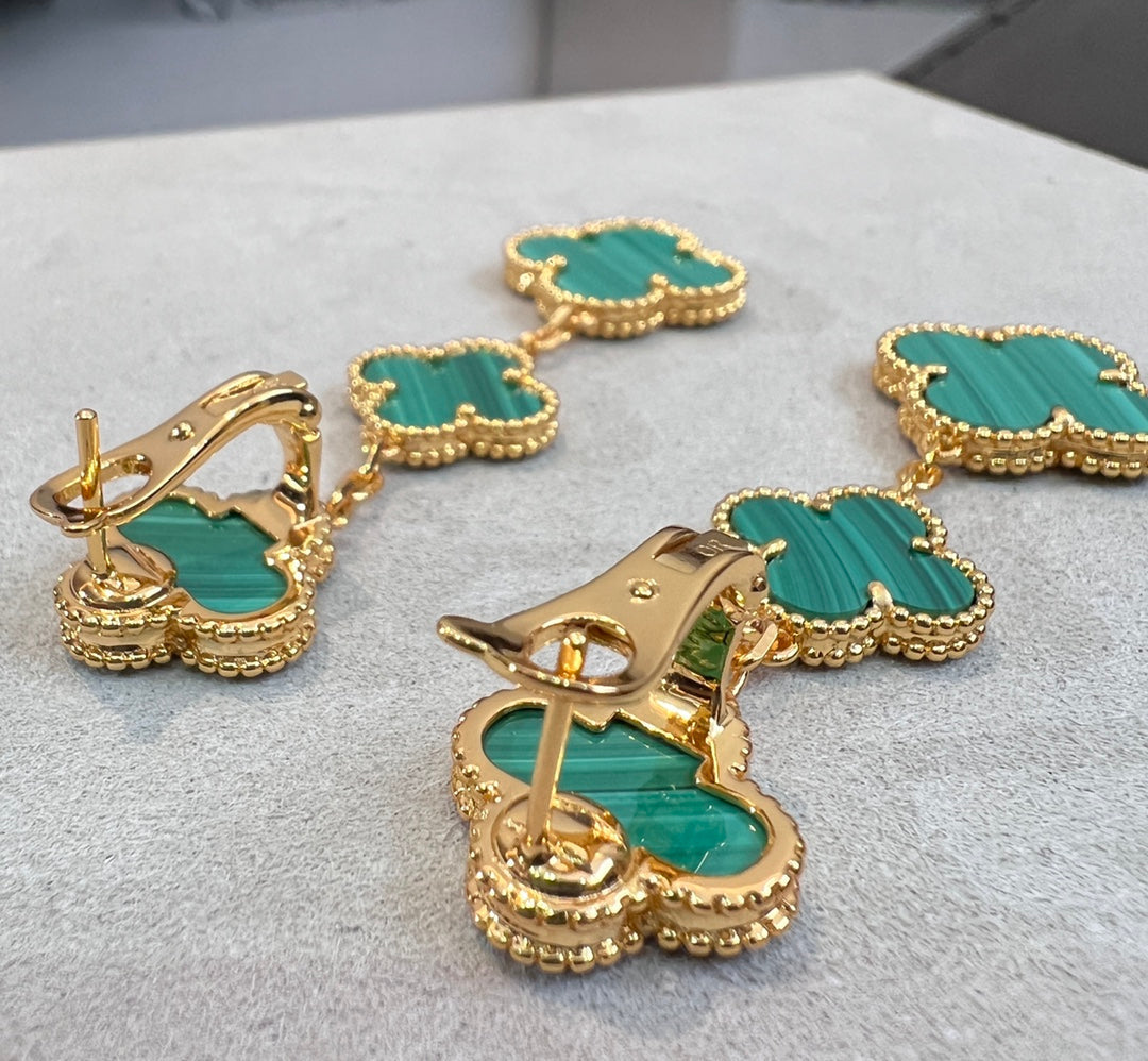 [Elowen Schmuck] KLEEBLATT MALACHIT 3 MOTIVE GOLD