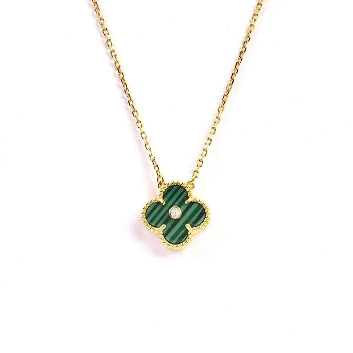 [Elowen jewelsry ]CLOVER 15MM DIAMOND TURQUOISE NECKLACE