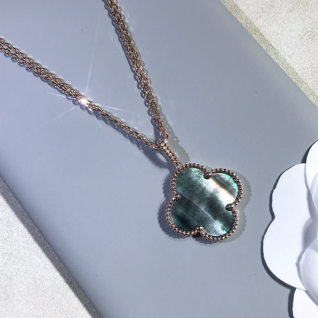 [Elowen jewelsry ]CLOVER 25MM GOLD DARK MOP BIG CLOVER NECKLACE