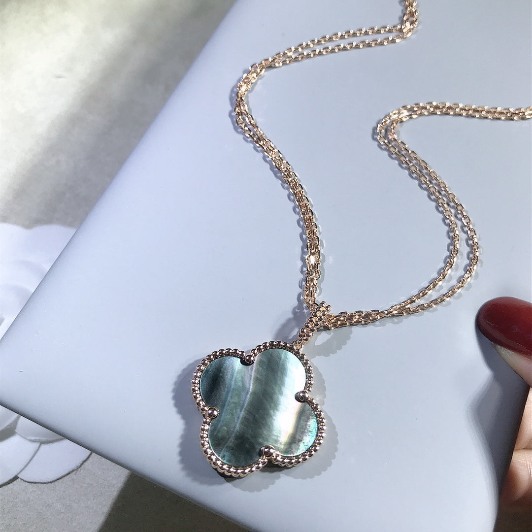 [Elowen jewelsry ]CLOVER 25MM GOLD DARK MOP BIG CLOVER NECKLACE