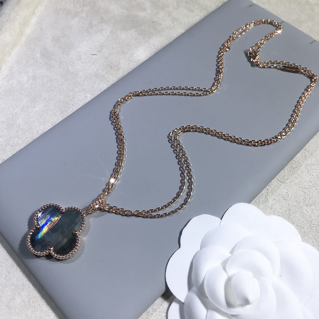 [Elowen jewelsry ]CLOVER 25MM GOLD DARK MOP BIG CLOVER NECKLACE