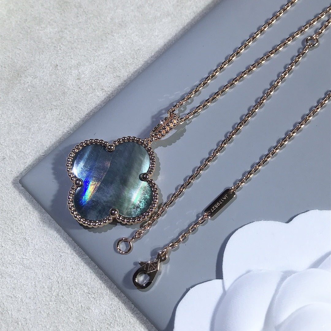[Elowen jewelsry ]CLOVER 25MM GOLD DARK MOP BIG CLOVER NECKLACE