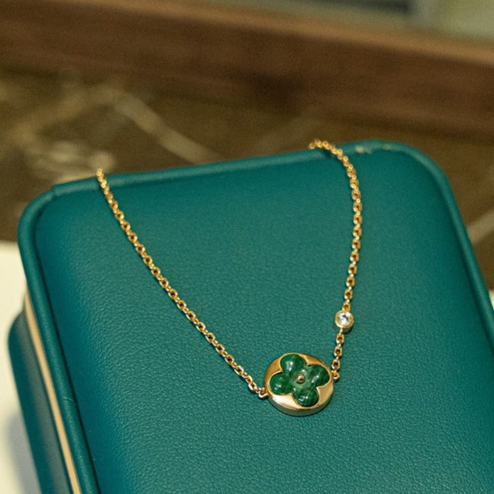 [Elowen jewelsry ]SUN MALACHITE 1 DIAMOND PINK GOLD BRACELET