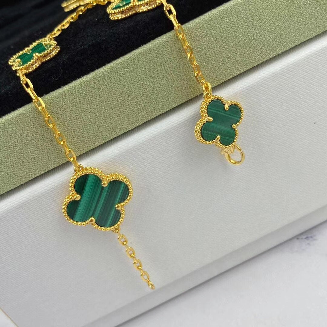 [Elowen jewelsry ]MAGIC CLOVER MALACHITE GOLD BRACELET 5 MOTIFS