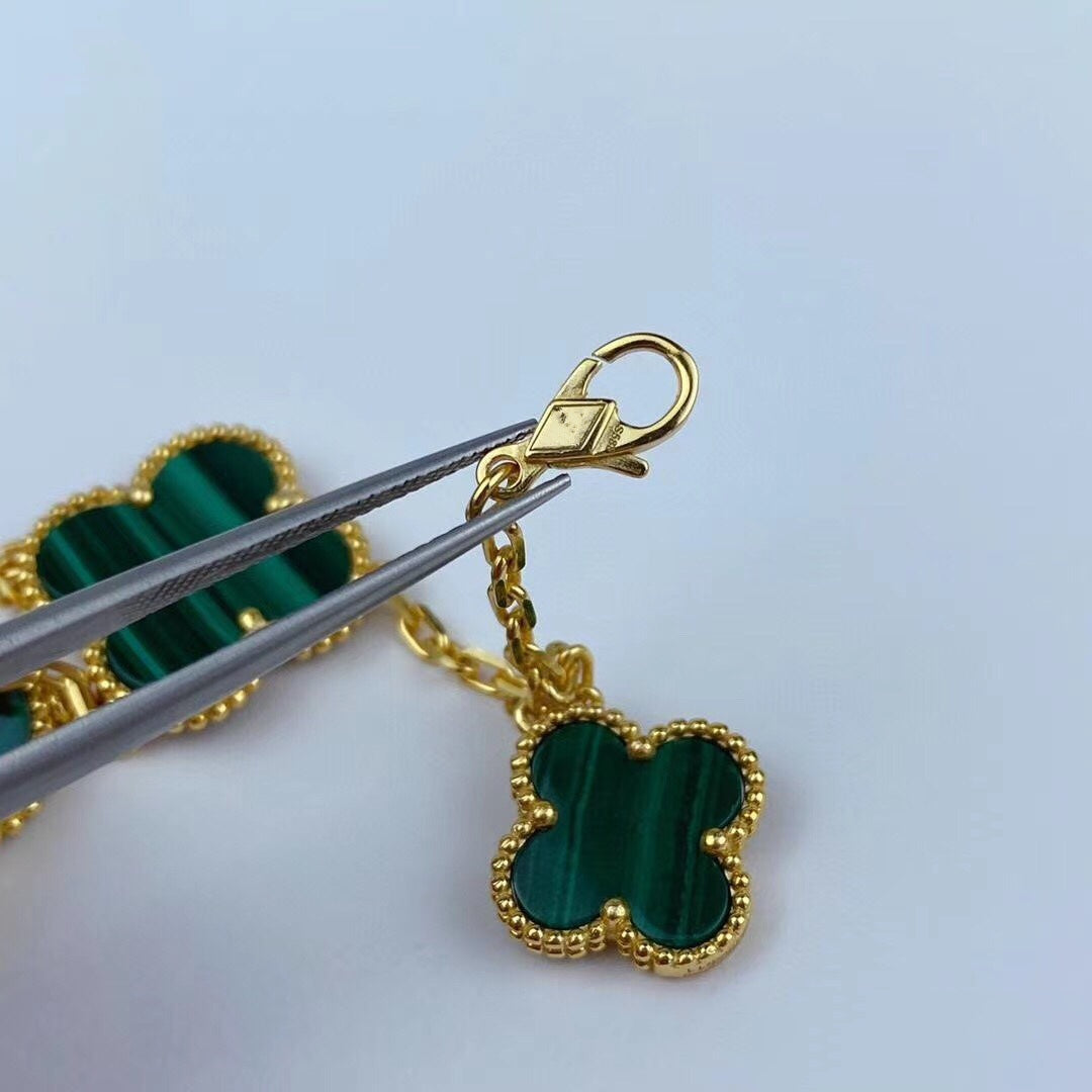 [Elowen jewelsry ]MAGIC CLOVER MALACHITE GOLD BRACELET 5 MOTIFS