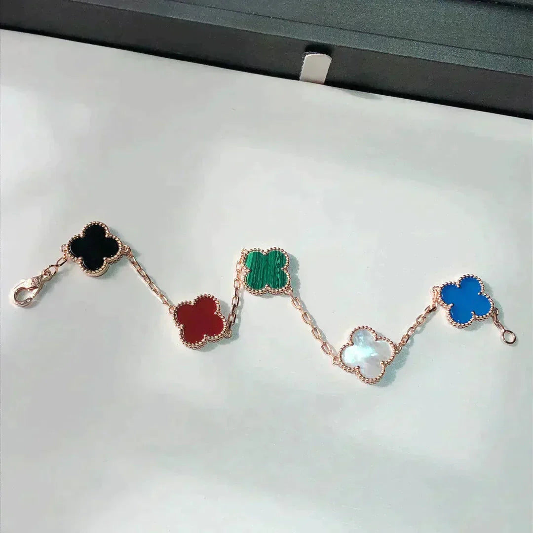 [Elowen jewelry] クローバー 5モチーフ マルチカラーブレスレット