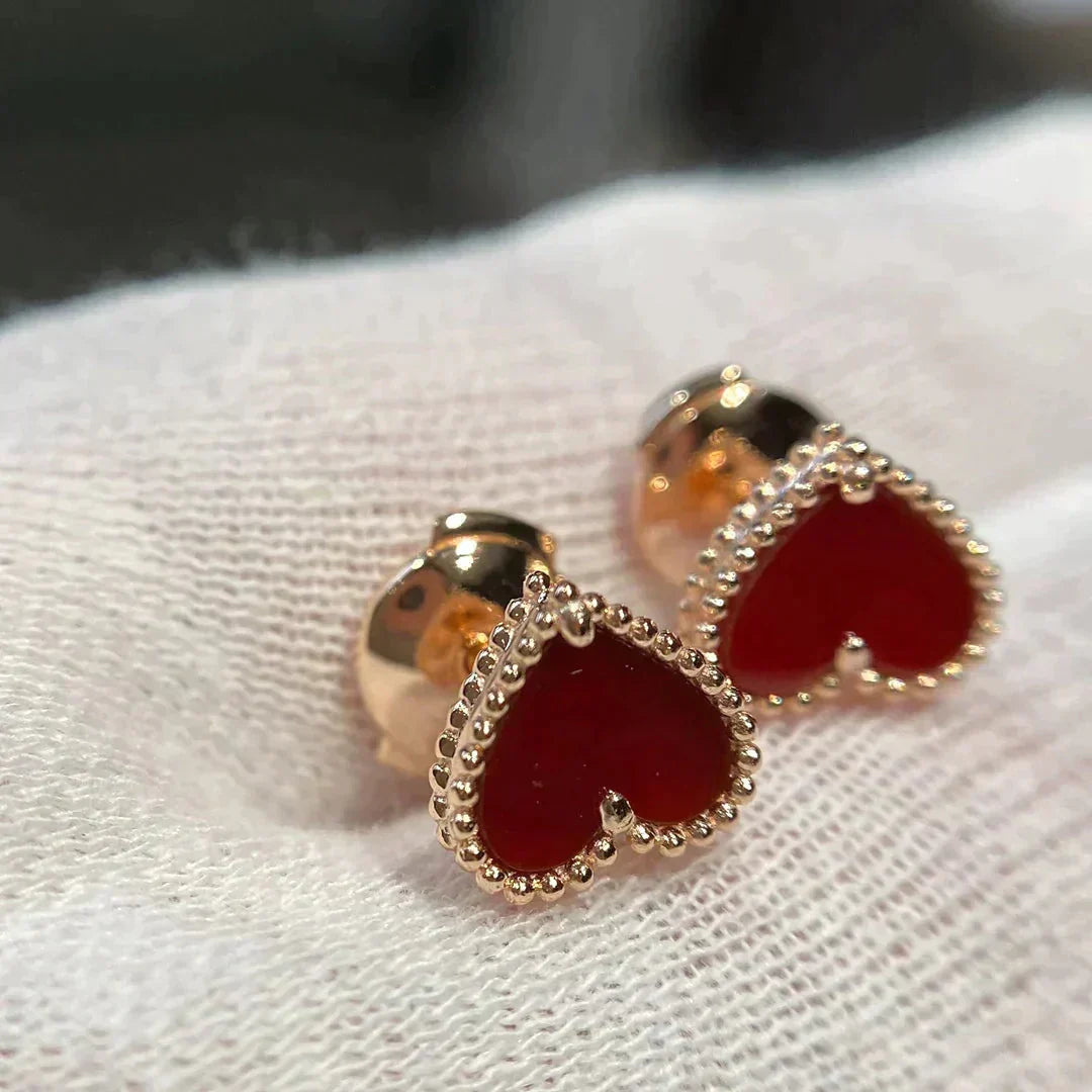 [Elowen jewelsry ]HEART CARNELIAN STUD EARRINGS