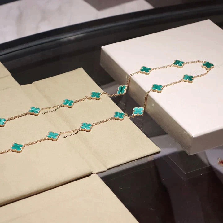 [Elowen jewelsry ]CLOVER 20 MOTIFS MALACHITE GOLD