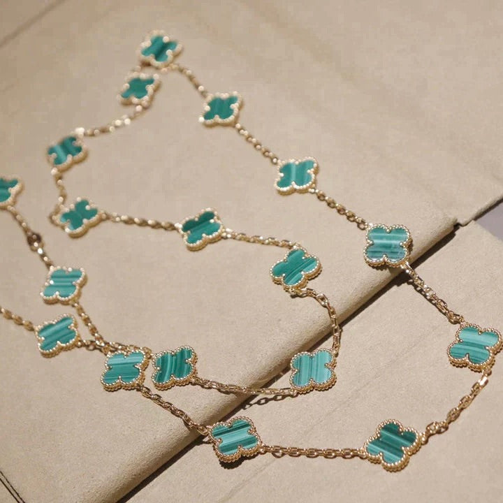 [Elowen jewelsry ]CLOVER 20 MOTIFS MALACHITE GOLD