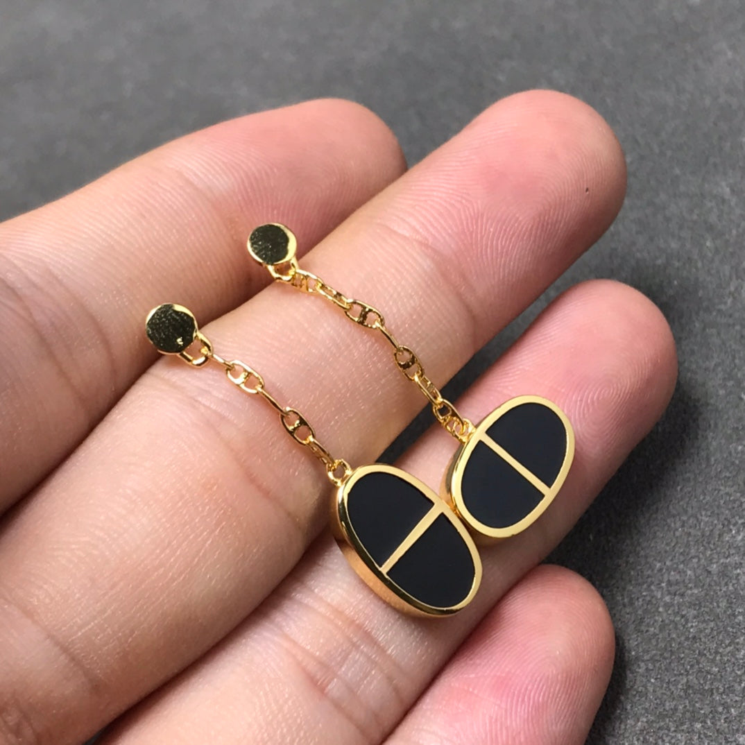 [Elowen Schmuck] CHAINE VERSO OHRRINGE AUS SCHWARZEM KERAMIK UND SILBER