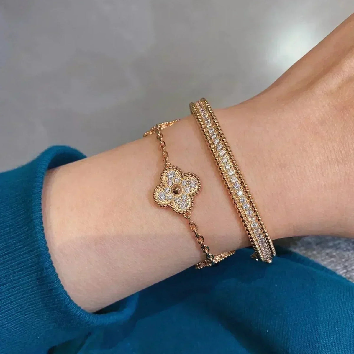 [Elowen jewelsry ] CLOVER 5 MOTIF FULL DIAMOND BRACELET COLLECTION