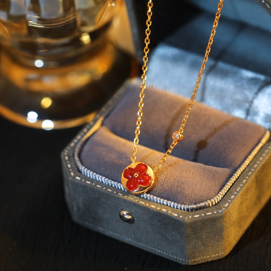 [Elowen jewelsry ]SUN PENDANT PINK GOLD 1 DIAMOND NECKLACE