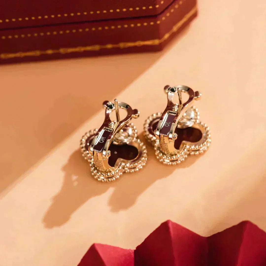 [Elowen jewelsry ]CLOVER MEDIUM 1 MOTIFS CARNELIAN  EARRINGS
