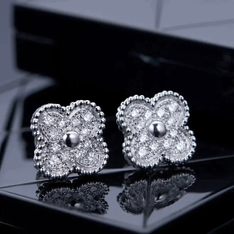 [Elowen jewelsry ]CLOVER 1 MOTIV DIAMANT-OHRSTECKER SILBER