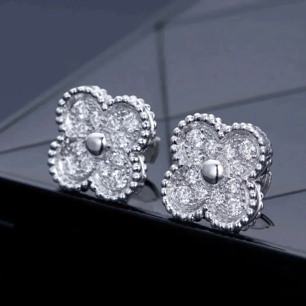 [Elowen jewelsry ]CLOVER 1 MOTIV DIAMANT-OHRSTECKER SILBER