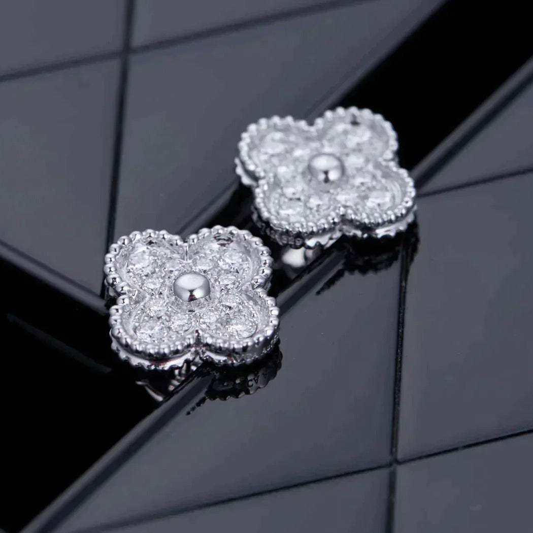 [Elowen jewelsry ]CLOVER 1 MOTIV DIAMANT-OHRSTECKER SILBER