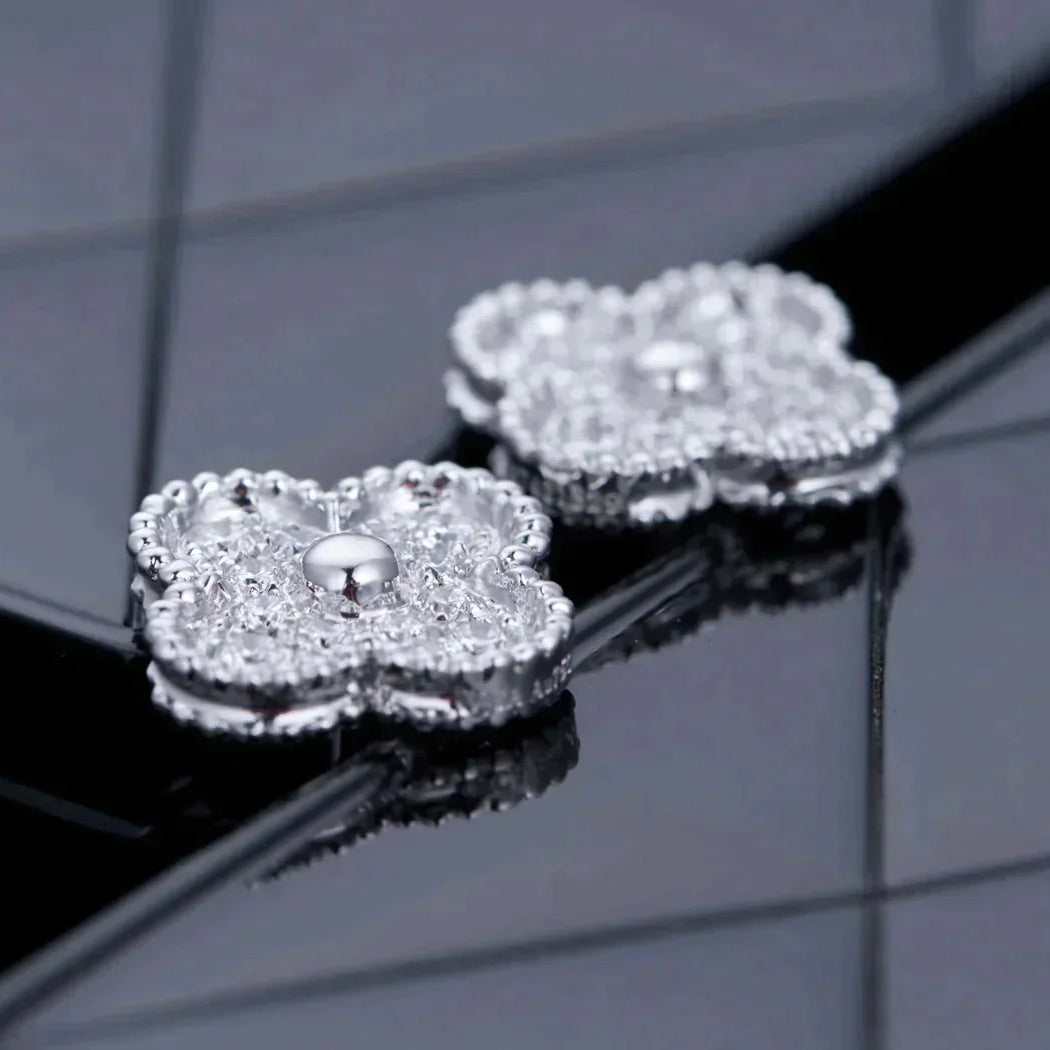 [Elowen jewelsry ]CLOVER 1 MOTIV DIAMANT-OHRSTECKER SILBER