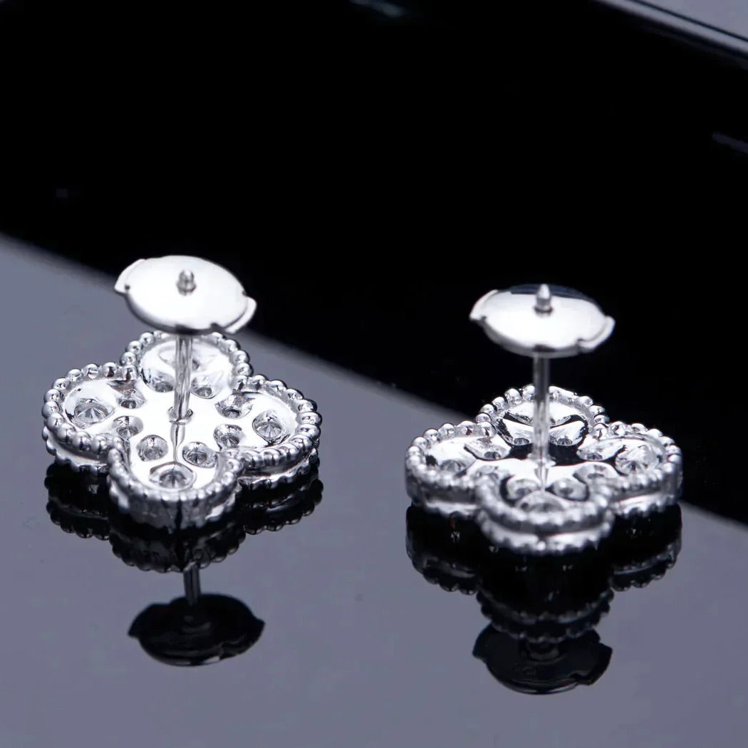 [Elowen jewelsry ]CLOVER 1 MOTIV DIAMANT-OHRSTECKER SILBER