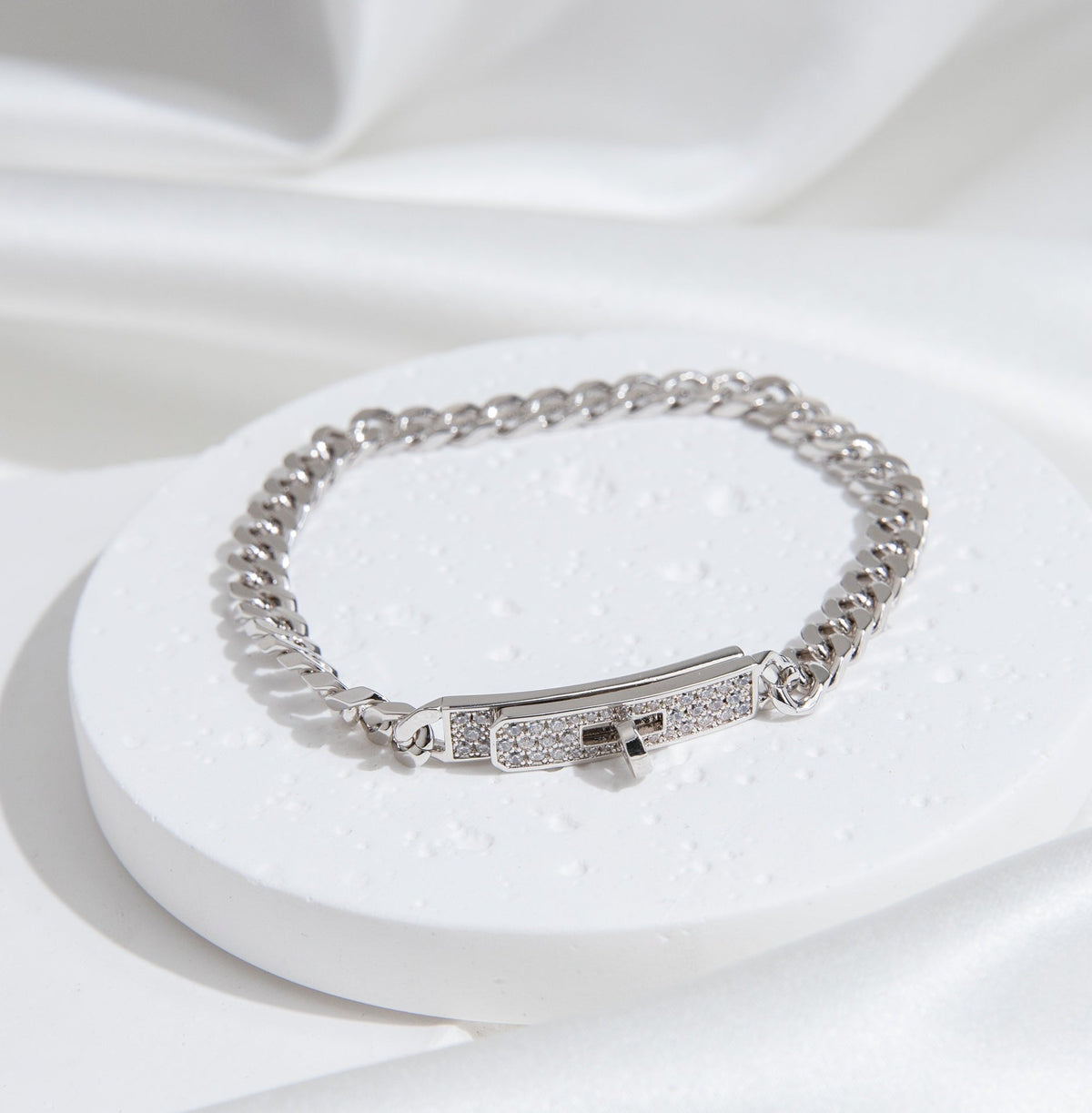 [Elowen jewelsry ]KELLY CHAIN SILVER DIAMOND BRACELET
