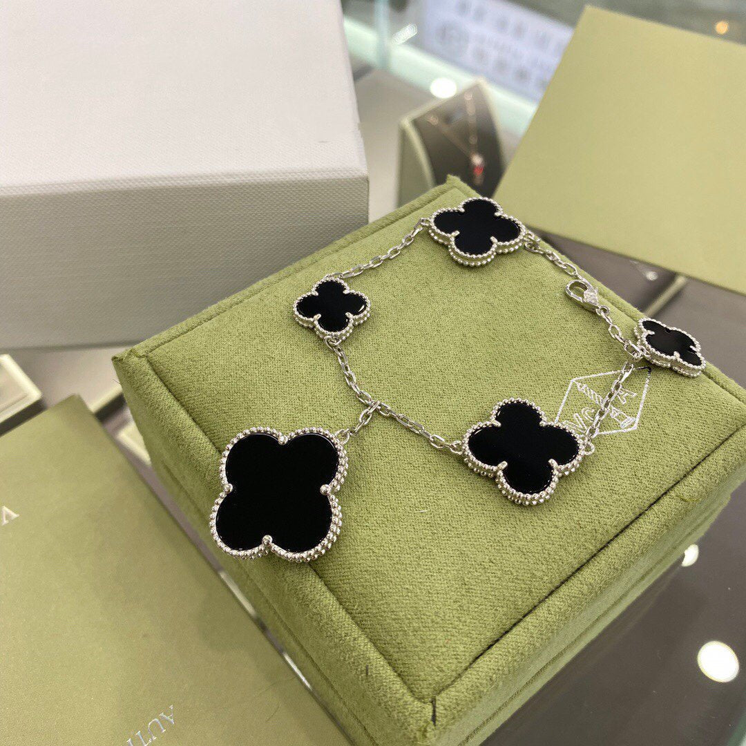 [Elowen jewelry] クローバー 5モチーフ シルバー オニキス ブレスレット