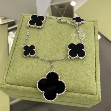 [Elowen jewelry] クローバー 5モチーフ シルバー オニキス ブレスレット