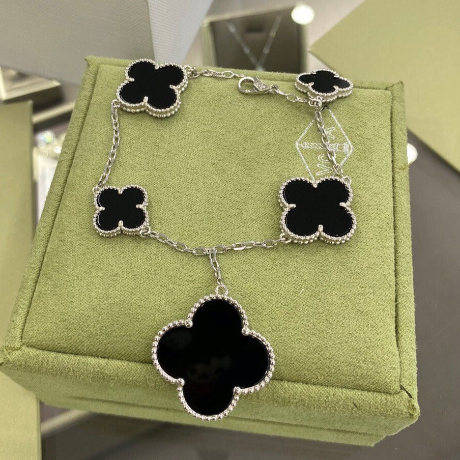 [Elowen jewelry] クローバー 5モチーフ シルバー オニキス ブレスレット