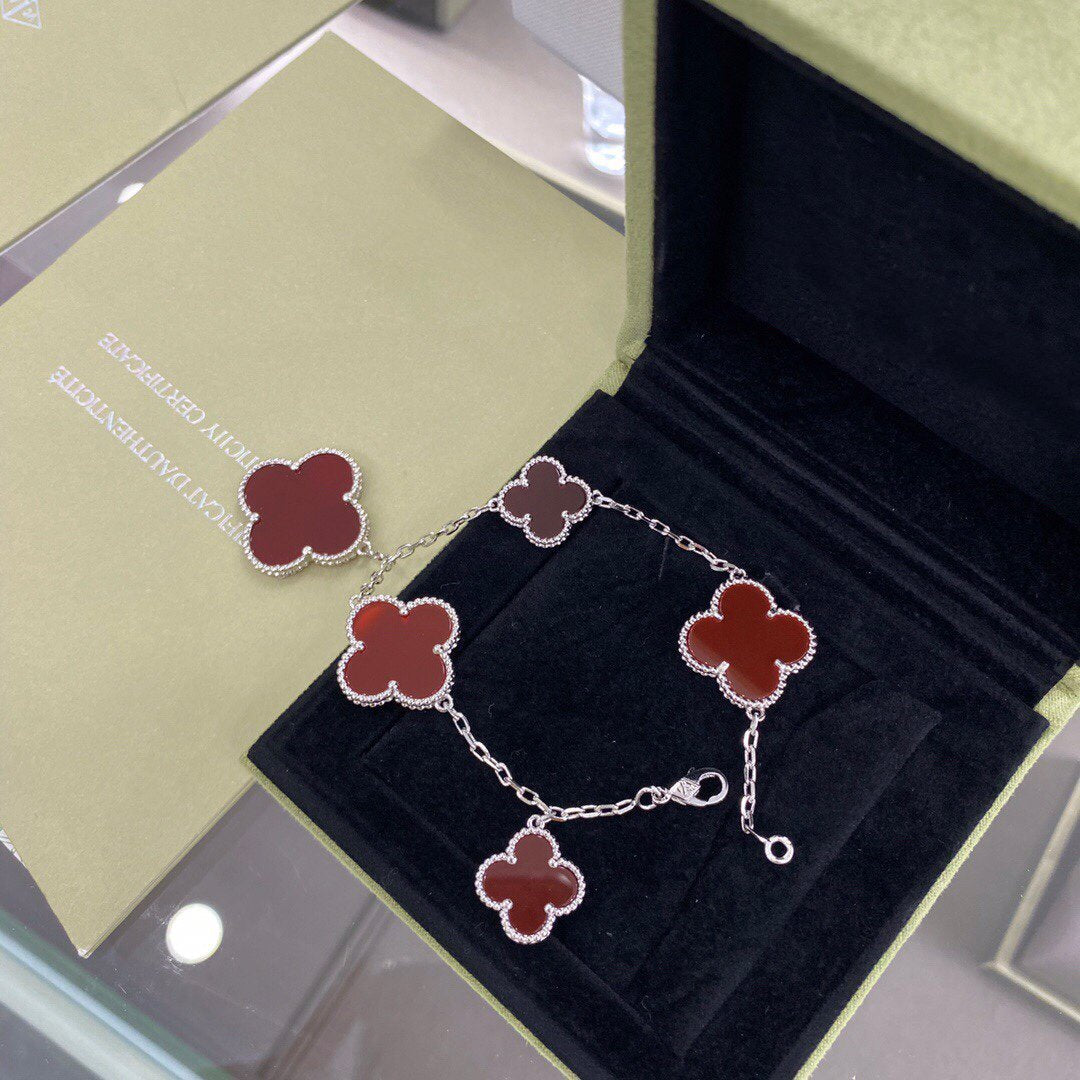 [Elowen jewelsry ]CLOVER 5 MOTIFS SIVLER CARNELIAN BRACELET