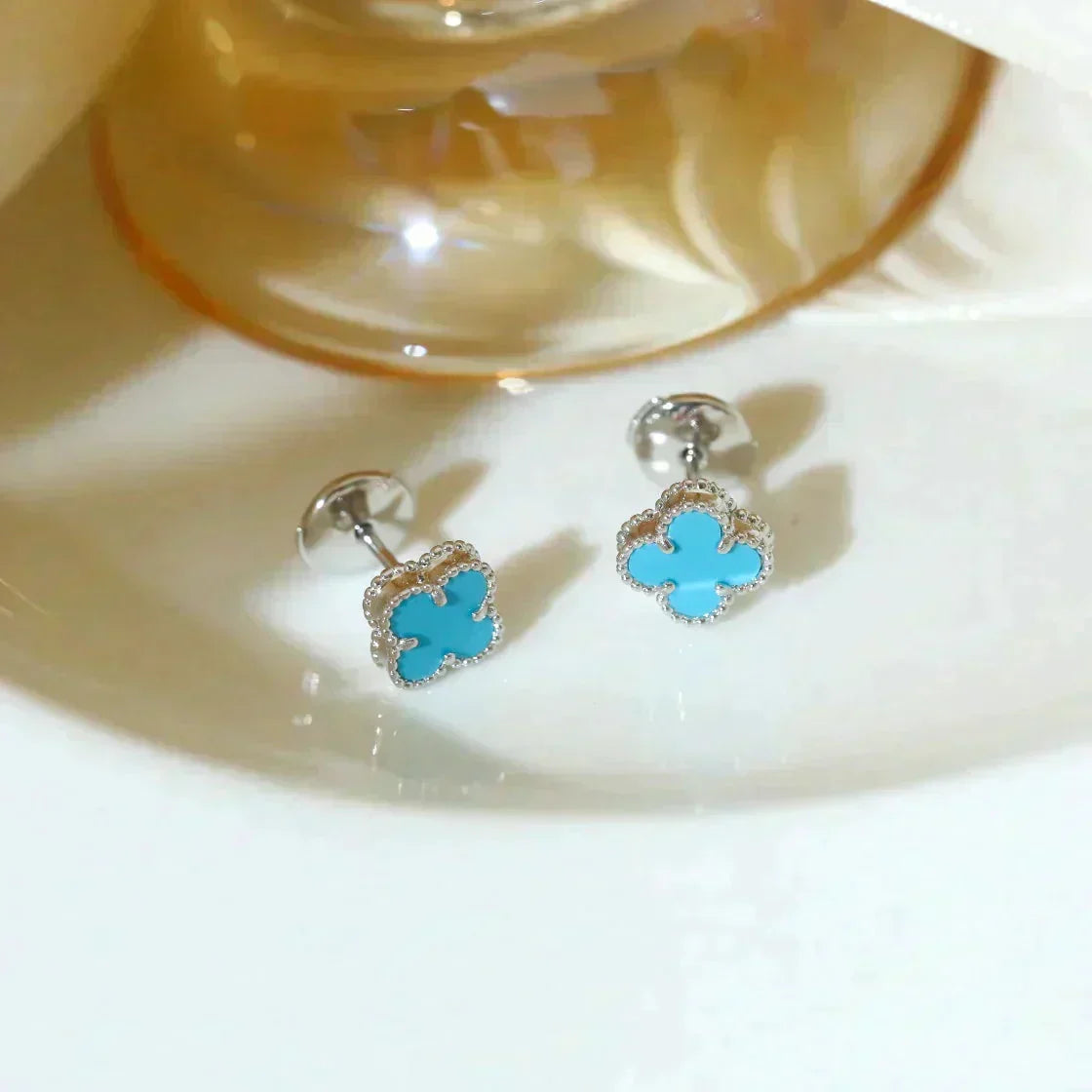 [Elowen Schmuck] CLOVER MINI 9,5 MM ONYX-STECKER OHRRINGE SILBER