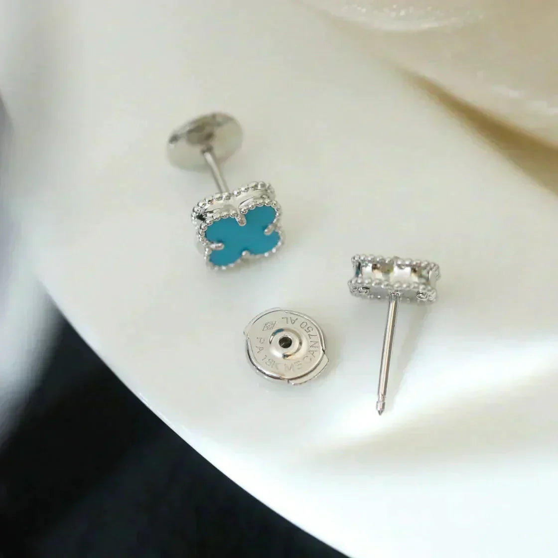 [Elowen Schmuck] CLOVER MINI 9,5 MM ONYX-STECKER OHRRINGE SILBER