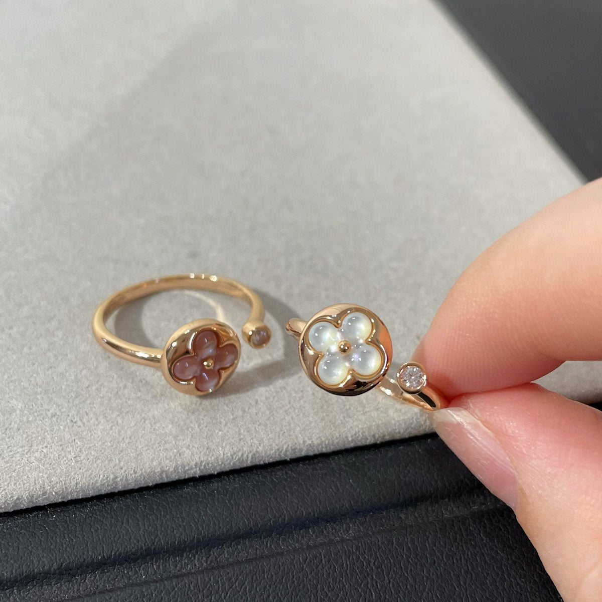 [Elowen jewelsry ]SUN 1 DIAMANT RING MIT ROSA PERLMUTT
