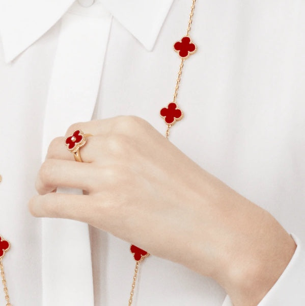 [Elowen jewelsry ]CLOVER CARNELIAN RING ROSE GOLD DIAMOND