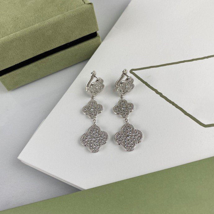 [Elowen Schmuck] CLOVER 3-MOTIV DIAMANT-SILBER-HÄNGE OHRRINGE