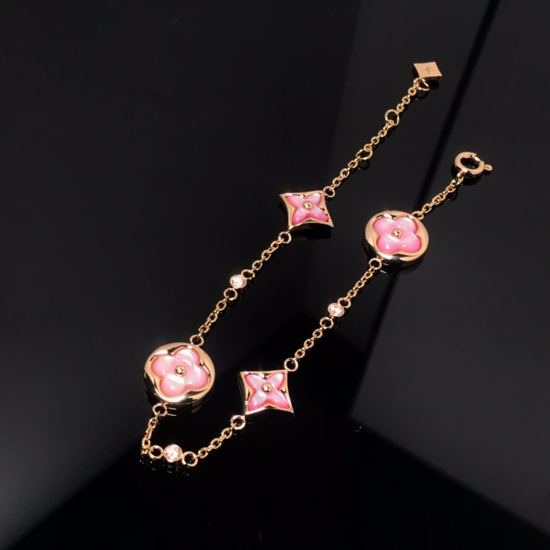 [Elowen jewelsry ]スター＆サン 4モチーフ ピンクMOP ピンクゴールド ブレスレット