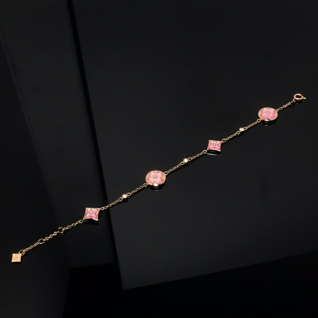 [Elowen jewelsry ]スター＆サン 4モチーフ ピンクMOP ピンクゴールド ブレスレット
