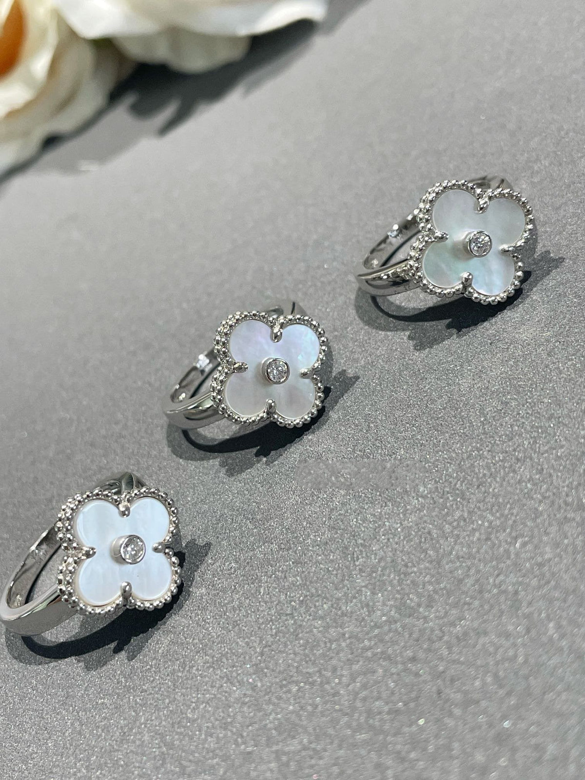 [Elowen ジュエリー] クローバー シルバー マザーオブパール ダイヤモンド リング