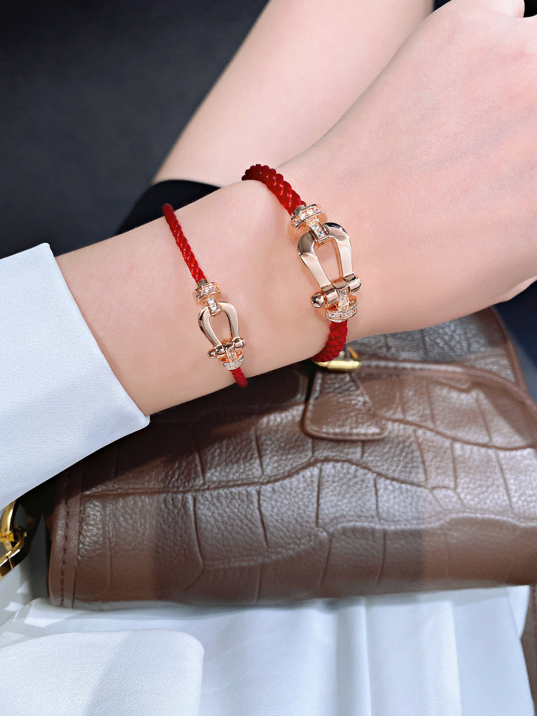 [Elowen jewelsry ]FORCE 10 HALF DIAMOND PINK GOLD RED CORDERI LARGE AND MEDIUM MODEL