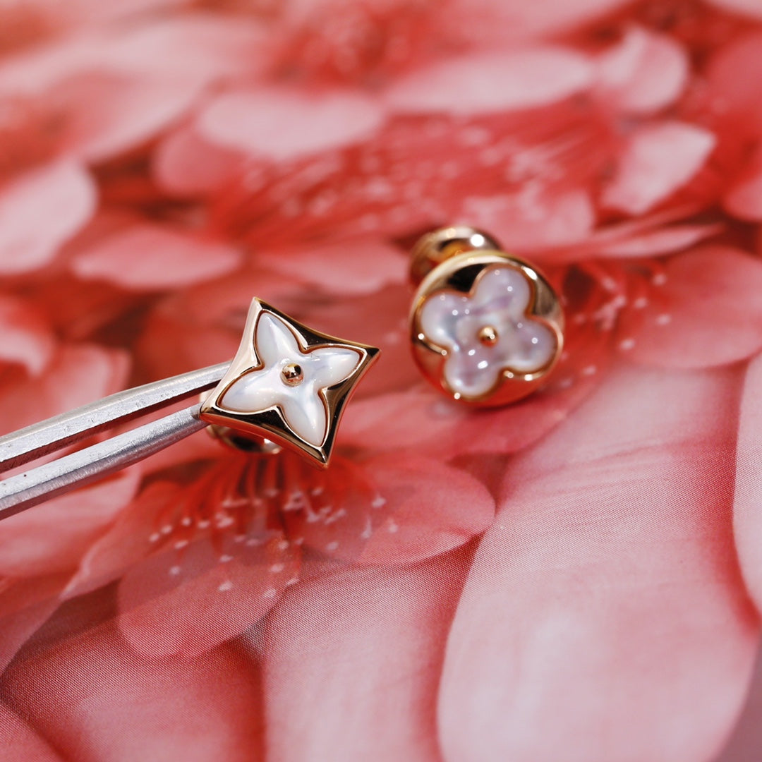 [Elowen jewelsry ]STERN UND SONNE ROSÉGOLD PERLMUTT OHRSTECKER