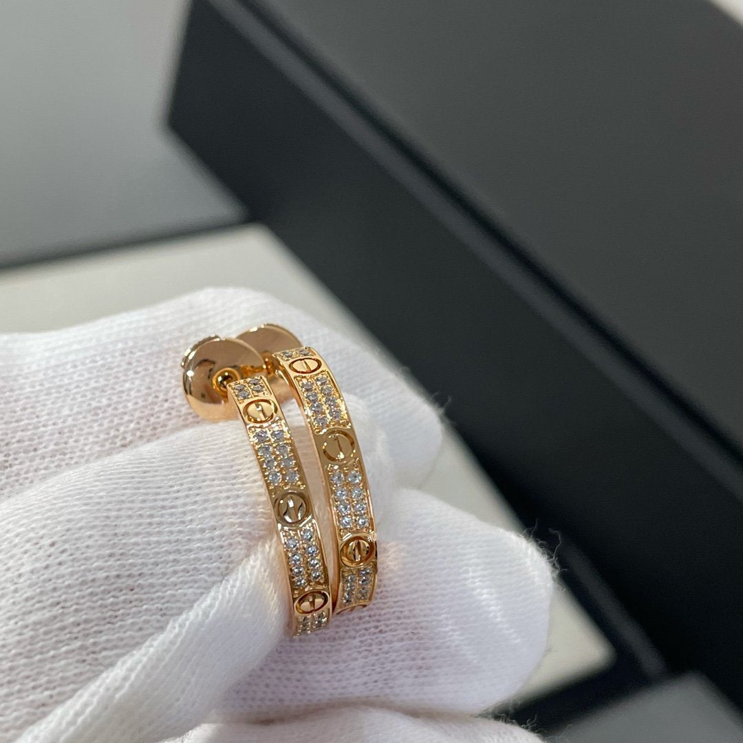 [Elowen jewelsry ]LOVE DIAMOND PINK GOLD HOOP EARRINGS
