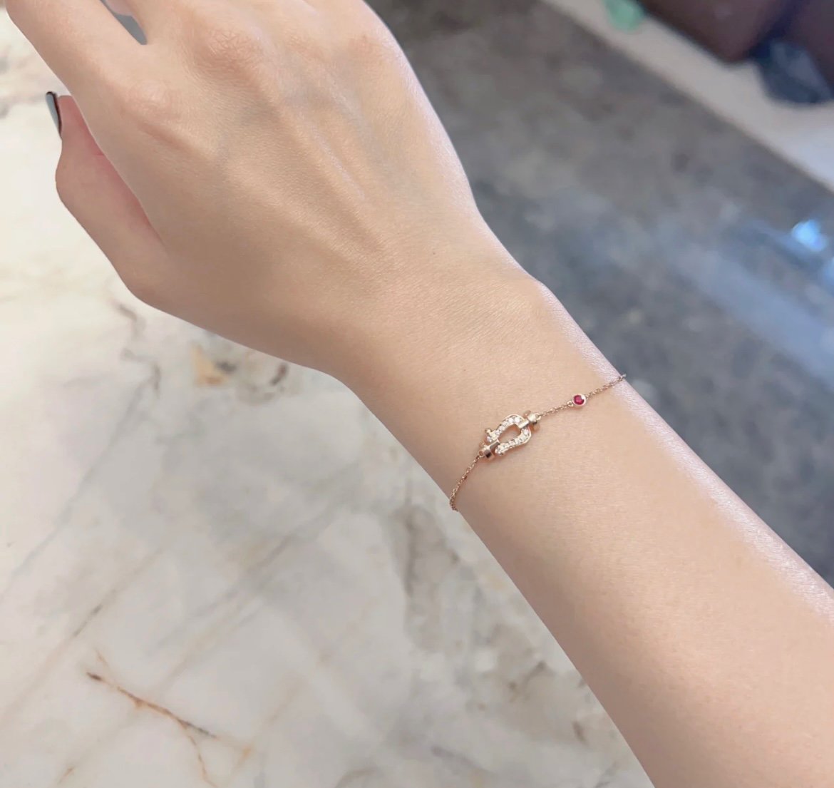 [Elowen jewelsry ]FORCE 10 DIAMOND CHAIN LINK PINK GOLD BRACELET